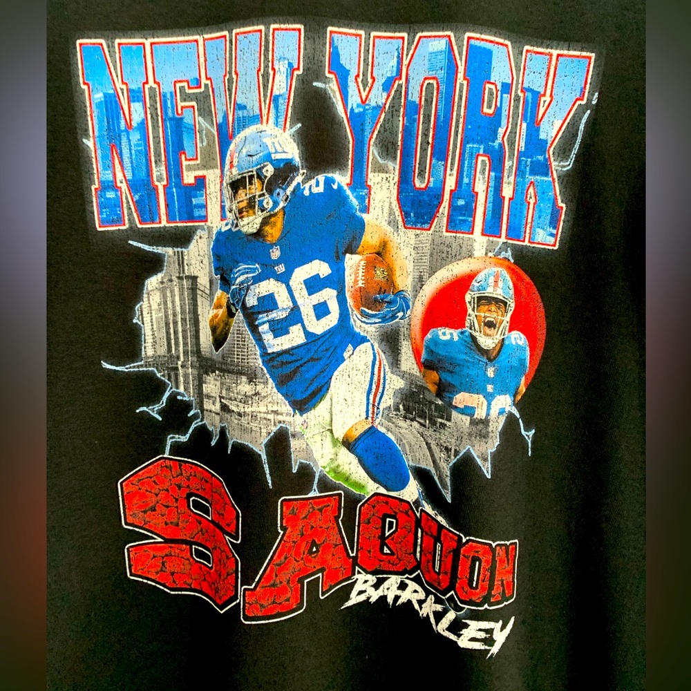 NEW YORK GIANTS SAQUON BARKLEY BOOTLEG RAP TEE SHIRT SIZE LARGE NWOT